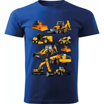 Pánské tričko Pánské tričko s bagrem modré 5XL ( tričko s bagrem a pracovní technikou)