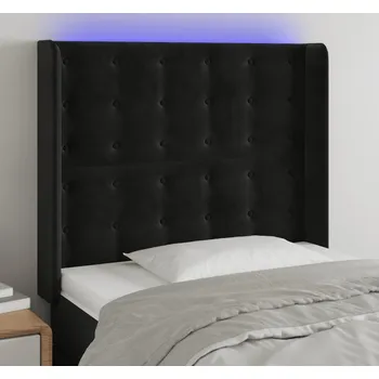 Ložnice vidaXL Čelo postele s LED 103 x 16 x 118/128 cm samet [3124529] Barva: Černá