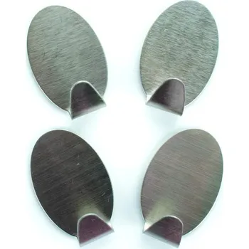 Nábytkové kování Háček ovál. samolepicí nerez (4ks)