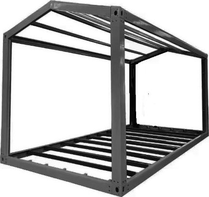Kontejnerový rám 7016 6x3 m šikmá střecha A šedý (Šířka 3010 x délka 5940 x výška 3200 mm)
