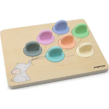 Dřevěná hračka B.Box JELLYSTONE dřevěná vkládačka se silikonovými razítky Pastelová