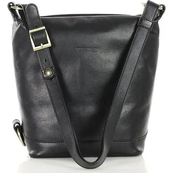 Kabelka Kabelka se širokým popruhem, kožená taška z Toskánska Barva: Černá