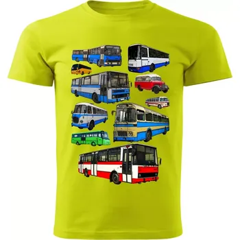 Pánské tričko Pánské tričko s autobusem limetkové (Pánské tričko s autobusy)