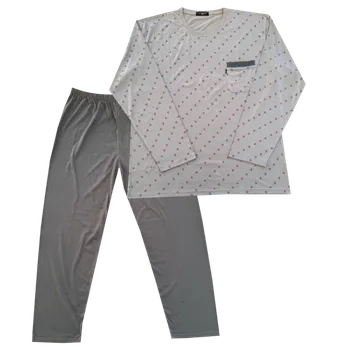 Pánské pyžamo C-Lemon Pánské bavlněné pyžamo s dlouhým rukávem - Clemon (Mix dezénů) Barva: Šedá, Velikost: 5XL