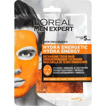 Pleťová maska L’Oréal Paris Men Expert Hydra Energetic hydratační plátýnková maska pro muže 30 g
