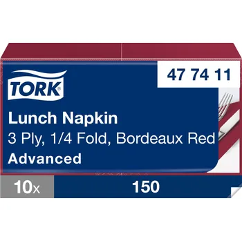 Papírový ubrousek Tork Advanced ubrousky 33/3 bordeaux červené