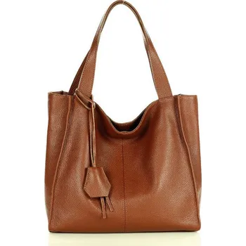 Kabelka Módní kožená shopper MAZZINI - Portofino Max hnědá Barva: Hnědá