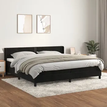 Ložnice vidaXL Box spring postel s matrací 200x200 cm samet [3130919] Barva: Černá