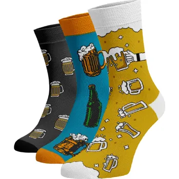 Dámské ponožky Zvýhodněný set 3 párů vysokých veselých ponožek - Pro pivaře Bavlna 35-38