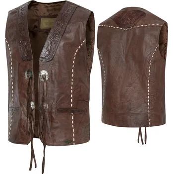 Pánská vesta Stars & Stripes Vesta kožená Alamo Stars & Stripes, pánská, hnědá M