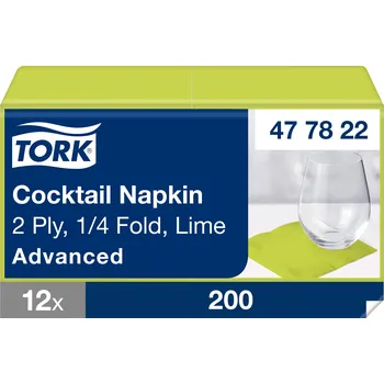 Papírový ubrousek Tork Advanced ubrousky 24/2 koktejlové, limetkové