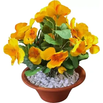 umělá květina Maceška v květináči (Dekorace na hrob)