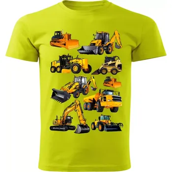 Pánské tričko Pánské tričko s bagrem limetkové L ( tričko s bagrem a pracovní technikou)