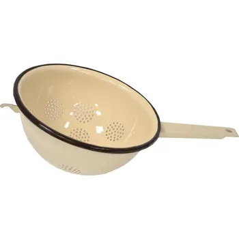 Cedník a síto Cedník smaltovaný s rukojetí 20 cm béžový