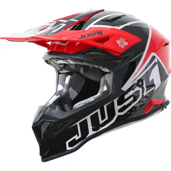 Helma na motorku Just1 J39 motokrosová přilba Thruster červená/ černá/ bílá lesk - M JUS602