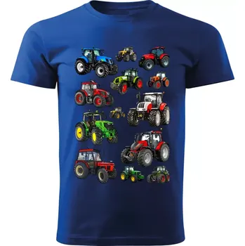 Pánské tričko Pánské tričko s traktorem mix traktorů modré XL (tričko mix traktorů)