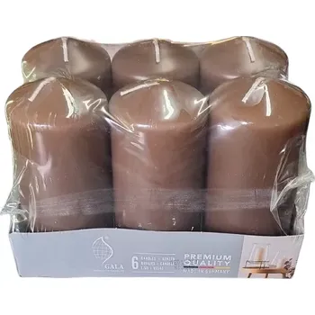 Svíčka Svíčka válec hnědá 6 ks