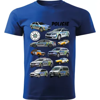 Pánské tričko Pánské tričko POLICIE modré L (tričko s policejními auty)