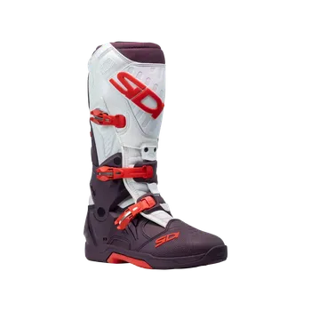 Moto obuv Motokrosové / enduro boty SIDI CROSSAIR barva vínová/červená/bílá, pár (mx obuv, nejlehčí profesionální boty, které kdy byly vyrobeny pro neuvěřitelnou kombinaci výkonu a bezpečnosti)