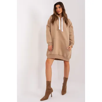 Dámská mikina EX MODA Mikina s přední kapsou a kapucí tmavě béžová Velikost: UNI