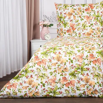 Povlečení Podzimní povlečení bílé 140 x 200, 70 x 90 cm zipový uzávěr