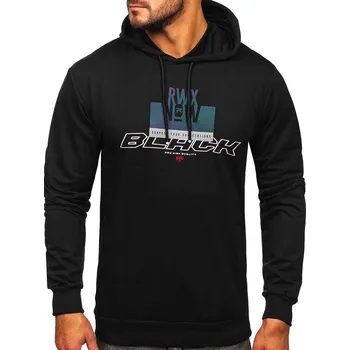 Pánská móda Černá pánská mikina s kapucí a potiskem Bolf 146347 - M