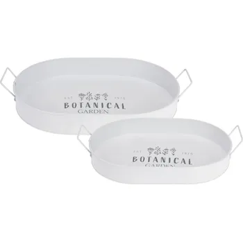 ProGarden Servírovací tác BOTANICAL, se širokými rukojetmi, kovový, 2 ks