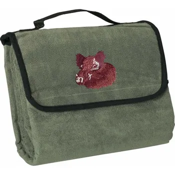 Dětská deka Myslivecká Deka fleecová piknik vyšívka divočák