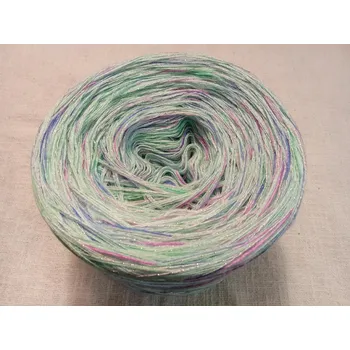 Příze Mátová romance 3-nitka 1000m s lurexem a duhovou nitkou (Melírové klubko s lurexem a duhovou nitkou Mátová romance)