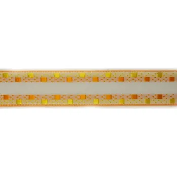 Stuha Plátnová stuha se vzorem a drátem 25 mm, oranžová