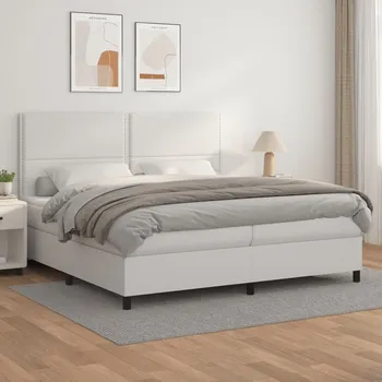 Postel vidaXL Box spring postel s matrací 200x200 cm umělá kůže [3142804] Barva: Bílá