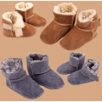 Pánské pantofle Dětské kožené botičky s ovčí vlnou na suchý zip