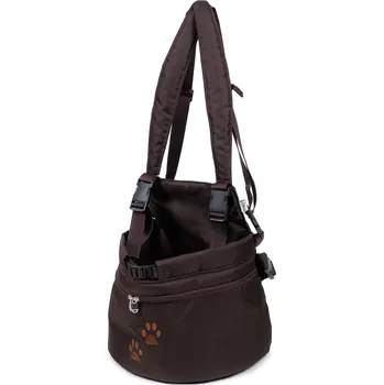 Psí batoh Iridog Batoh na psa 2v1 ZIPPY no.1 tmavě hnědý s tlapkami v22 x d26 x š17 cm