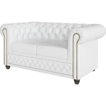 Pohovka Bílá pohovka z imitace kůže 148 cm York – Ropez ID_1561046