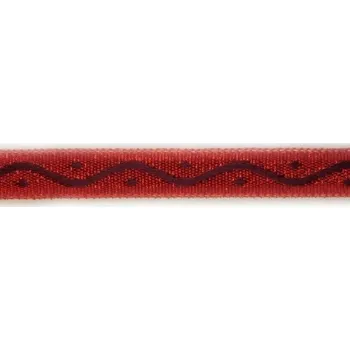 Stuha Plátnová stuha s metaloplastem a drátem, 10 mm, tm. červená