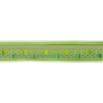 Stuha Plátnová stuha s monofilem se vzorem a drátem, 15 mm, zelená