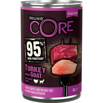 Krmivo pro psa Konzerva Wellness Core Dog 95% Protein Adult krůta, koza a batáta 400g