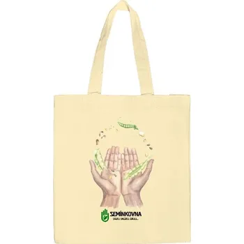 Velká plátěná taška s potiskem Ruce se semínky - na velké nákupy