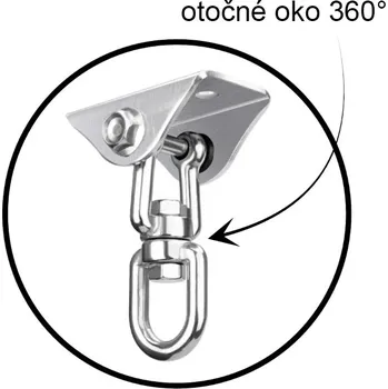 Příslušenství k zahradnímu nábytku Závěsné oko s otočným čepem 360° pro houpačky, box pytle, šplhací lana, spací sítě 450kg