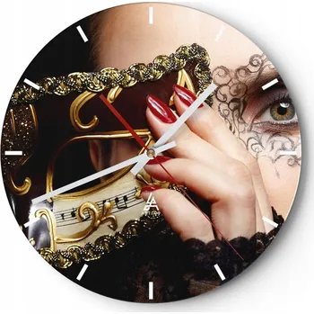 Hodiny Velké nástěnné hodiny na zeď 40x40 Žena Skleněné hodiny Kulatý Tiché