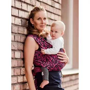 Šátek na nošení dítěte Šanami Trojlístky - purpurová-modrá Velikost: 5