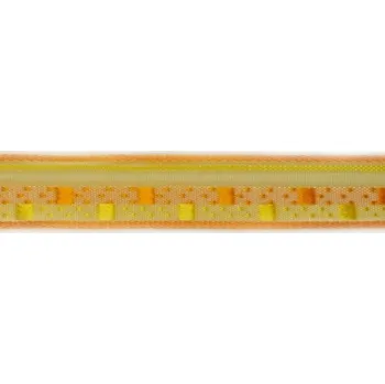 Stuha Plátnová stuha s monofilem se vzorem a drátem, 15 mm, oranžová