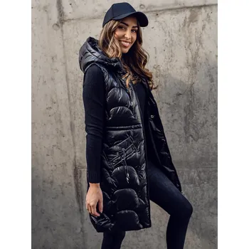 Dámská vesta Černá dámská prodloužená prošívaná vesta Bolf B8172A - 2XL