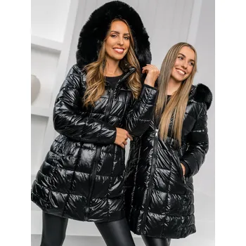 Černá dámská prodloužená prošívaná zimní bunda s kapucí kabát Bolf 16M9120A2 - S