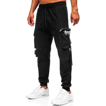 Pánské kalhoty Černé pánské jogger teplákové kapsáčé Bolf K15 - 2XL