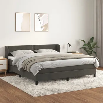 Postel vidaXL Box spring postel s matrací 180x200 cm samet [3127445] Barva: Tmavě šedá