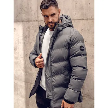 Šedá pánská prošívaná zimní bunda parka Bolf 7330 - S