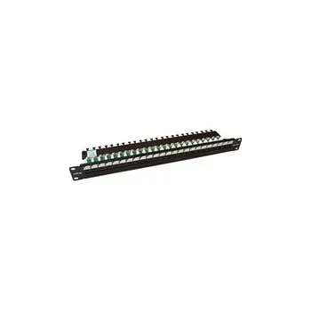 Patch panel LEXI-Net PATCHP24PHZ-EX 19" Patch panel LEXI-Net EXCLUSIVE 24port, UTP, 50µm, Cat5E, duální svorkovnice, černý