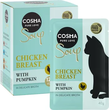 Krmivo pro kočku 24x40g Cosma Soup - Kuřecí prsa s dýní