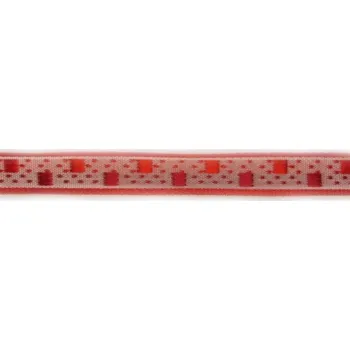 Stuha Plátnová stuha s monofilem se vzorem a drátem, 10 mm, červená
